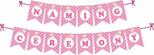 1006 Party Decorz Naming Ceremony Decoration Set 12 Pcs – Baby Naming Ceremony Banner with 11 Paper Cutouts | Traditional Namkaran Function Decoration Kit for Home Celebration