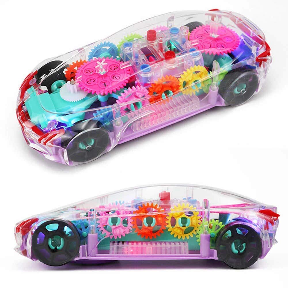 333-48 Transparent Concept car 3D Super Car Toy, Car Toy for Kids with 360 Degree Rotation, Gear Simulation Mechanical Car, Sound & Light Toys for Kids
