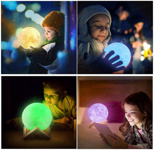 11201 3D Moon Night Lamp for Home Decorative Fancy Night Lamps for Bedroom Lights for Adults and Kids Home Room Beautiful Indoor Lighting