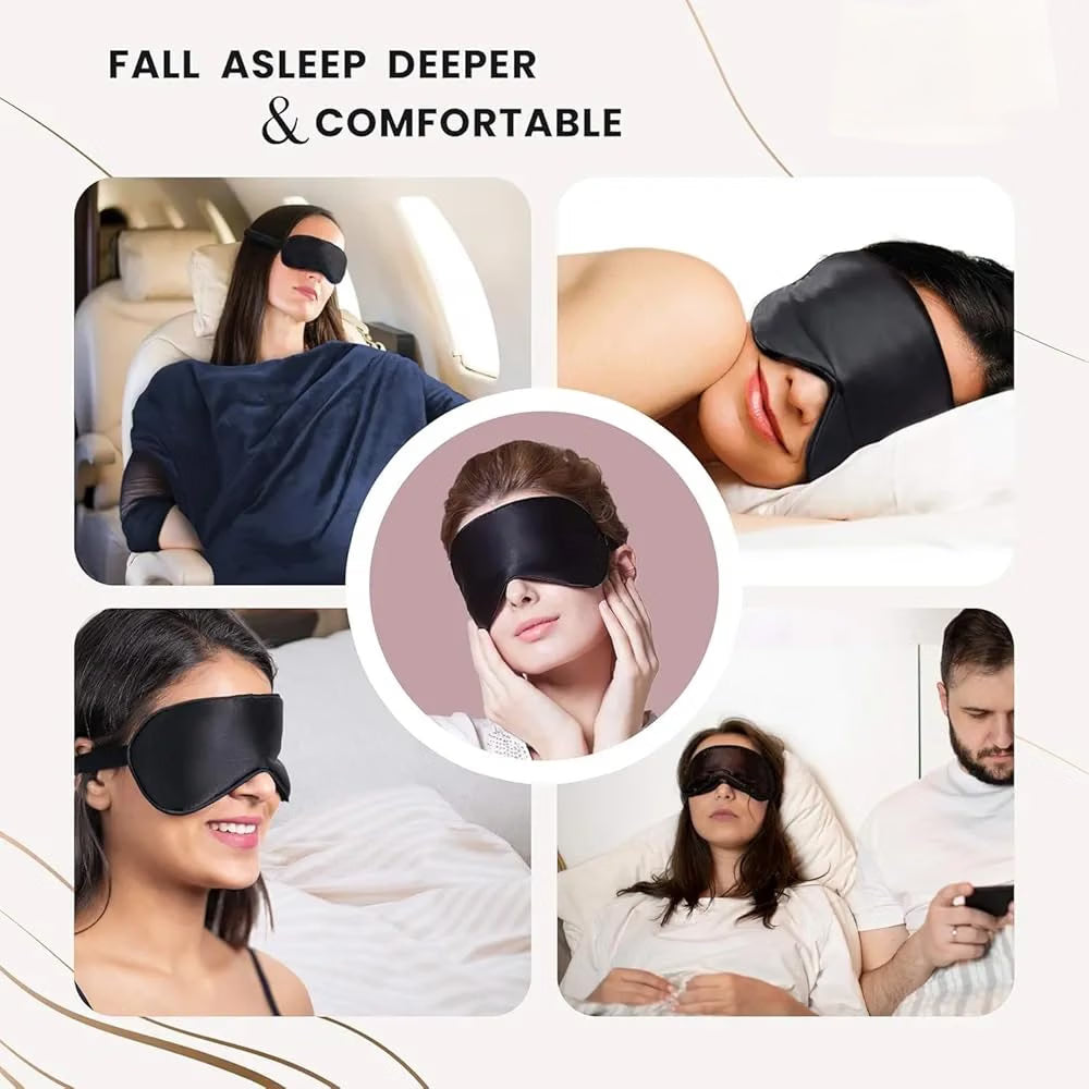 21179 Black Sleep Eye Mask, Soft Blindfold with Adjustable Elastic Strap, Light Blocking, Perfect for Travel, Meditation