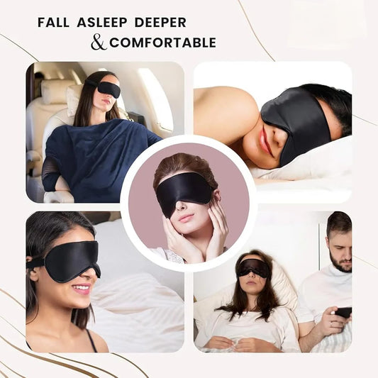 21179 Black Sleep Eye Mask, Soft Blindfold with Adjustable Elastic Strap, Light Blocking, Perfect for Travel, Meditation