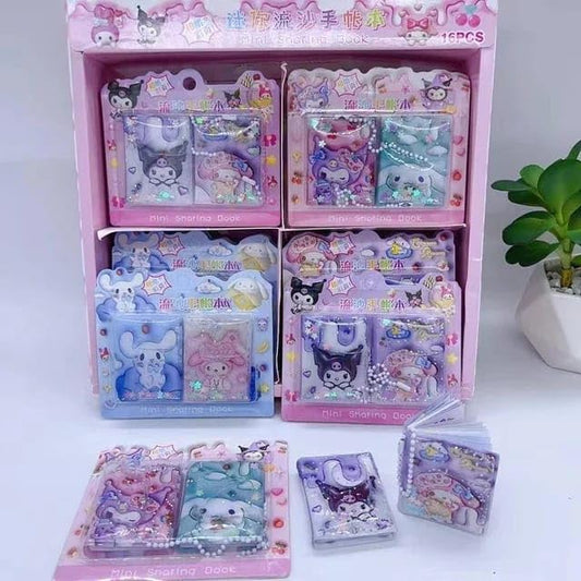 BA-7022 Cute Glitter Mini Diary 2 Set for Kids  Pocket Notebook | Gift for Girls & Boys | Pink Stationery Set {Random Design}