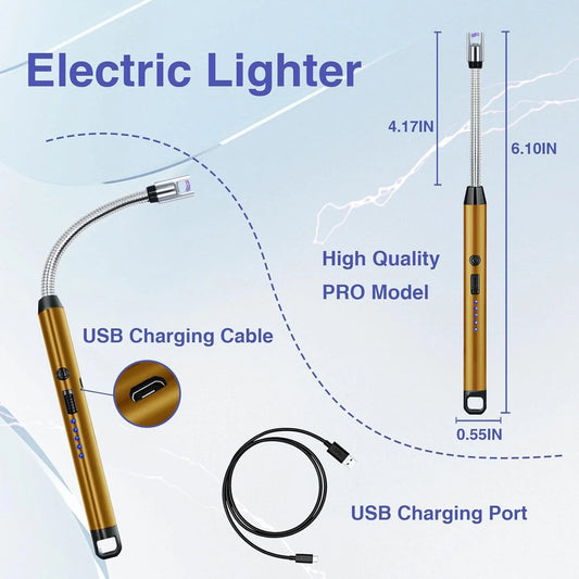 9003 USB-C Rechargeable Electric Lighter Portable Waterproof Flameless for Candles, Kitchen & Outdoor Use