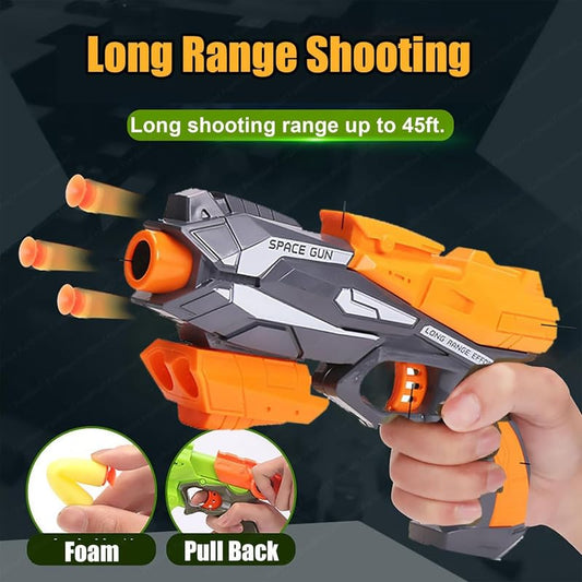 11127 Thunder Strike Space Gun Toy Blaster with 6 Soft Foam Darts, High Tension Internal Spring, Long Range