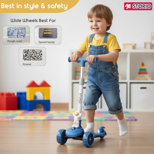 9873 Foldable Kick Scooter for Kids with LED Wheels | 3-Wheel Skating Cycle with Adjustable Handle | Scooter Ride-On Toy for Boys & Girls {Multicolor}