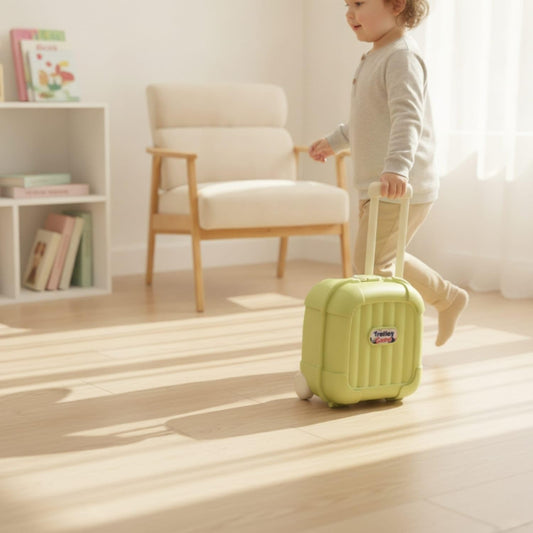 21158 Hard-Shell Suitcase Storage Box Wheeled Toy Storage Box with Wheels Portable Toy Chest with Wheels Sturdy for Children, Toddlers, Playroom, Bedroom
