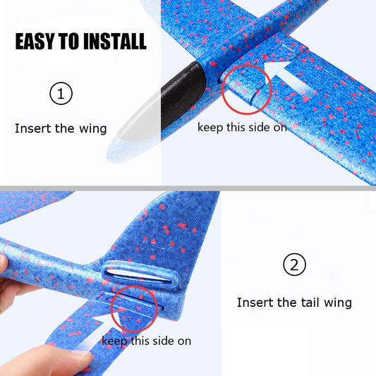 20132 Foam Plane With Light – Large Throwing Glider With Dual Flight Mode for Children 3 to 8 Years Old {Multicolor}