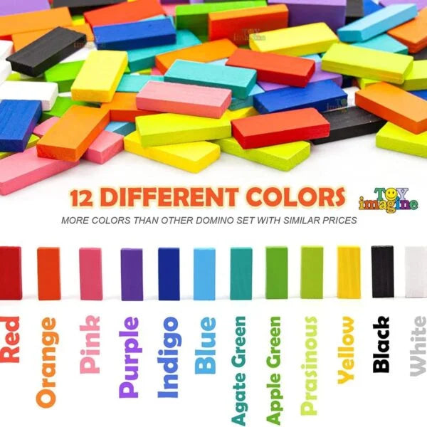 ZX-018 Big Sized Dominos 100 Pcs Blocks, 3 Small Wooden Rolling Coins and Bridge