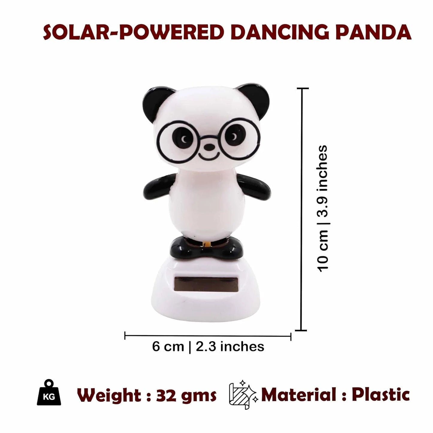 10274 Solar Powered Dancing White Panda Dolls Swinging Animated Sun Catcher Car Decor Portable Suncatchers Home Car Ornament Kids Toys Gifts (1 pcs)
