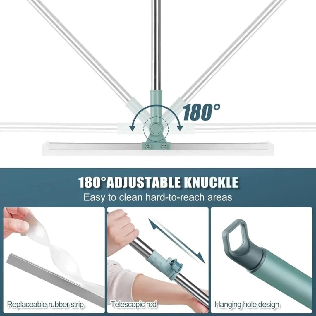 20145 Magic Broom Sweeper with Extendable Handle , Silicone Floor Wiper for Wet and Dry Cleaning