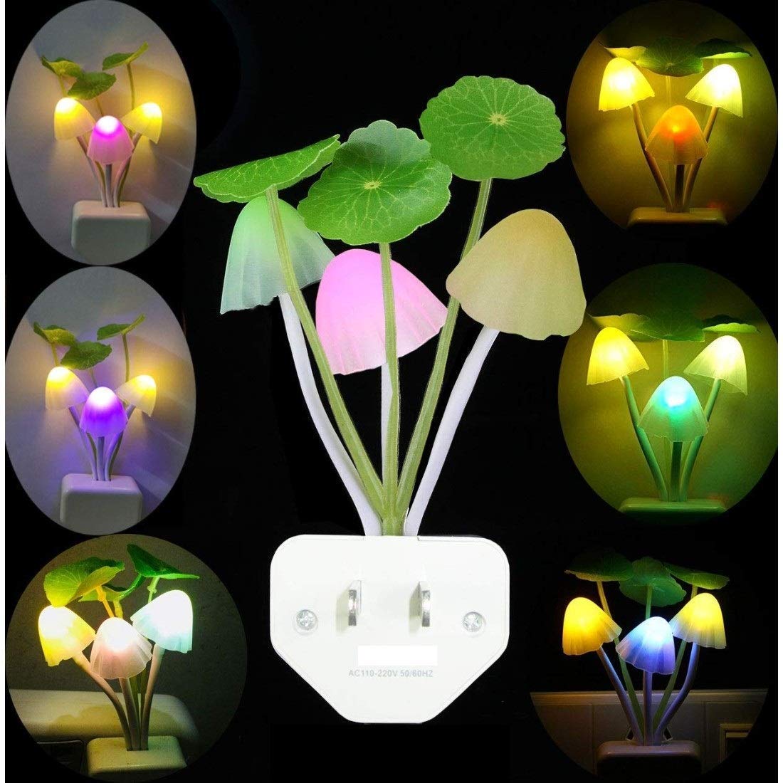 20784 - 3D LED Night Lamp with Plug Smart Sensor auto On/Off and Color Change Mushroom Flowers Beautiful Illumination Home Decoration Lights for Bedroom Corridor