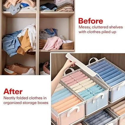 10884 Transparent Folding Cover Storage Bins – Waterproof, Multi-Purpose Clothes Organizer For Wardrobe & Home, Transparent and Durable Clothes Organizer