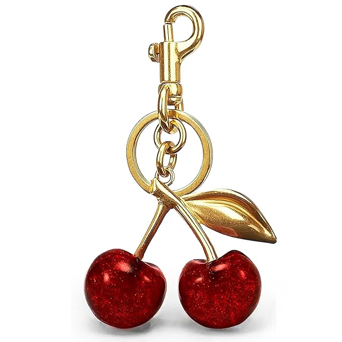 20350 Cherry Bag Charm purse charms Keychain- car cherry accessories keychain gifts for women, Golden, Small