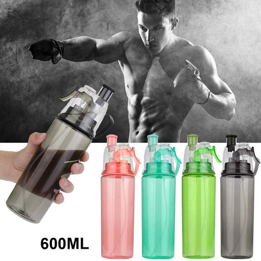 8520 2-in-1 Mist & Drink Water Bottle, 600ml Sports Spray Bottle with Straw, Leak-Proof, BPA-Free, Dishwasher Safe, Durable Sipper for Gym, Cycling, Outdoors, Cool Summer Hydration (RANDOM COLOUR)