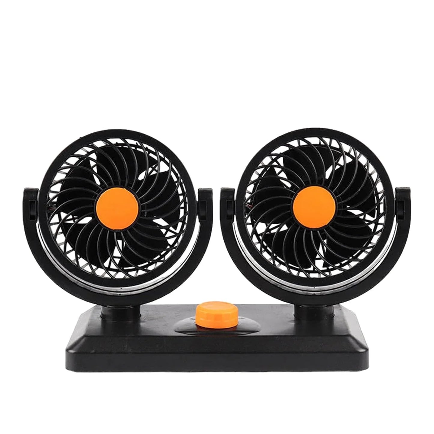 WTLS-101 Car Fan Air Circulator with 2 Speeds Portable Fan for Sedan RV Car Dashboard Double Head 24V Orange