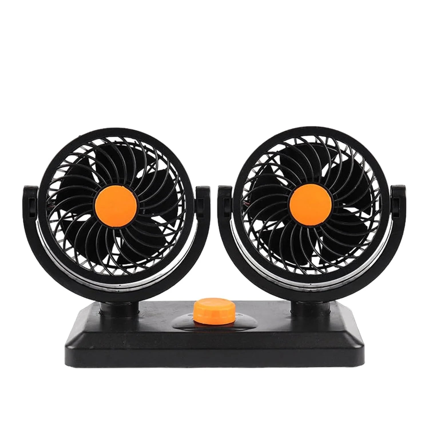 WTLS-101 Car Fan Air Circulator with 2 Speeds Portable Fan for Sedan RV Car Dashboard Double Head 24V Orange