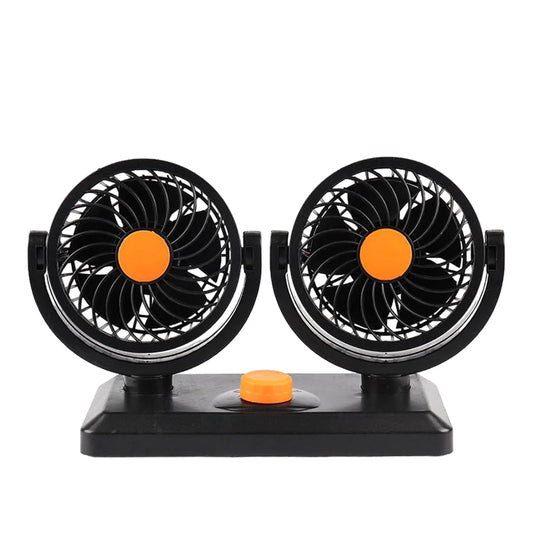 WTLS-101 Car Fan Air Circulator with 2 Speeds Portable Fan for Sedan RV Car Dashboard Double Head 24V Orange
