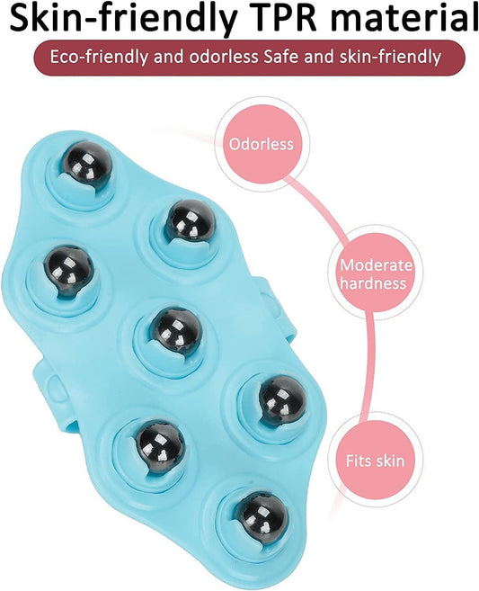 10398 Palm Shaped Massage Glove, a portable manual massager with 7x 360-Degree magnetic roller balls for a deep tissue massage