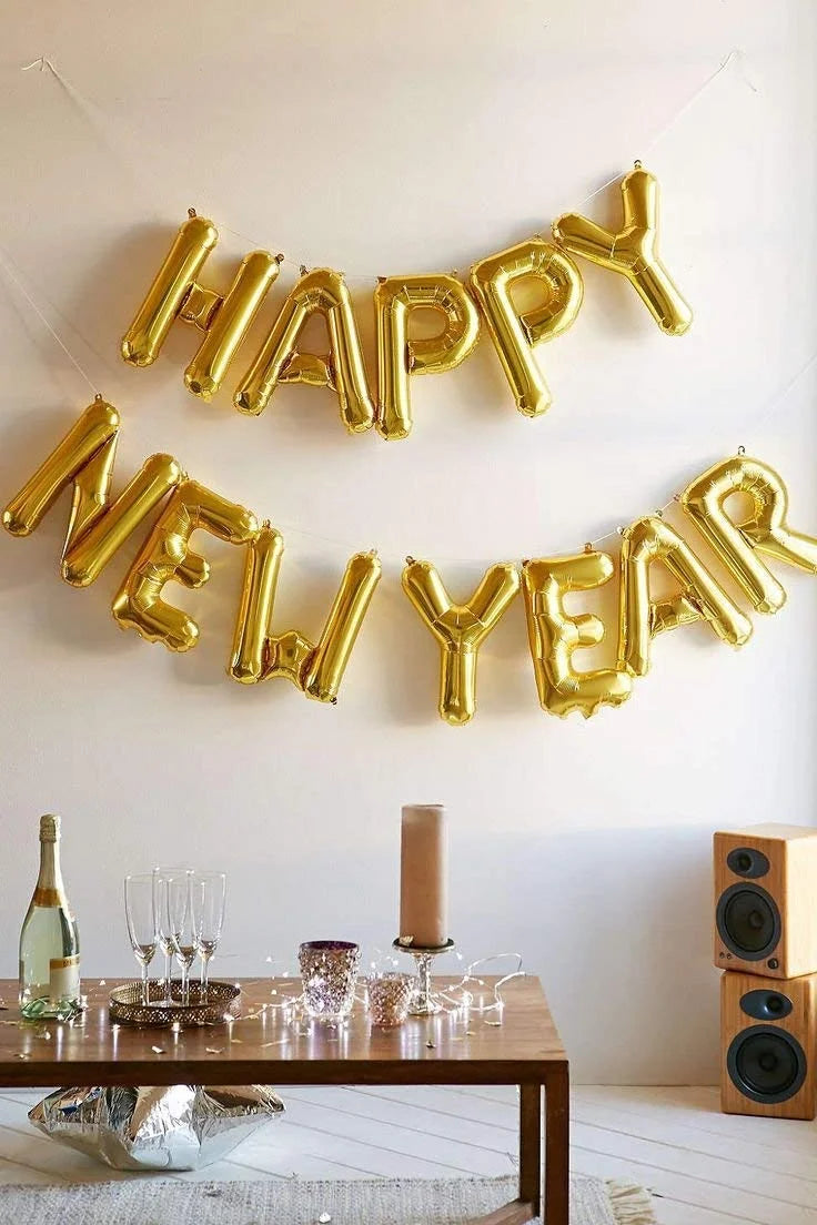 10023 Happy New Year Gold Letter Balloon Alphabet Foil Balloons