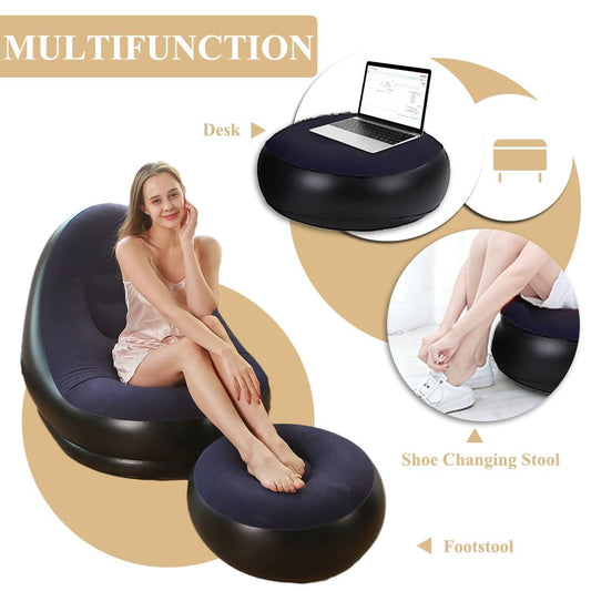 20476 Inflatable Lounge Chair for Adults, Foldable Air Couch Sofa with Push Pump, Inflatable Lazy Sofa for Gaming Bedroom Indoor Outdoor Size=55Cm*55Cm*29CM