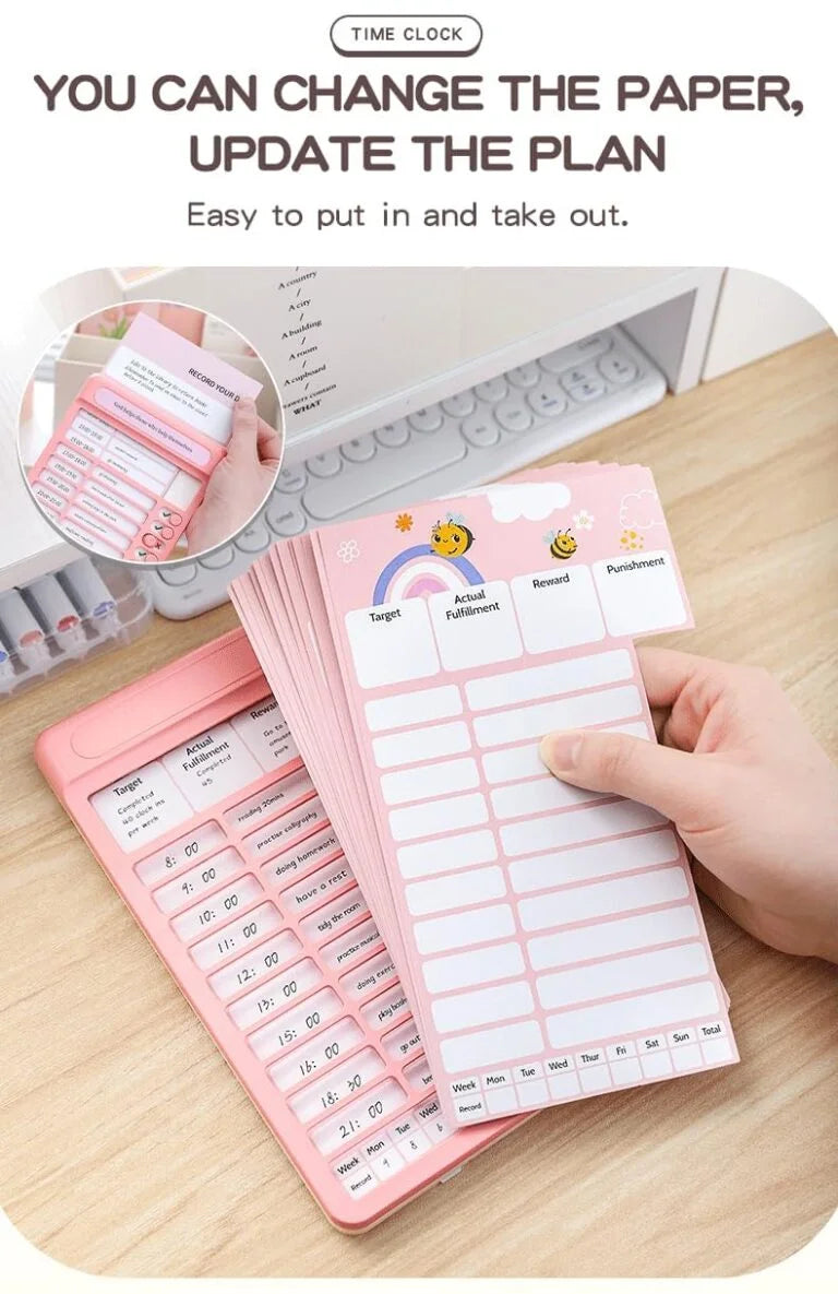 618 Habit Tracker Daily Planner Board for Kids & Adults | Reusable To-Do List Chore Chart with 15 Detachable Cards, Weekly Record & Motivation Paper