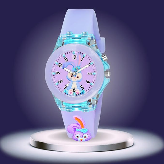20433 Kids Edition 3D Cartoon Analog Watch with Lights for Girls and boys |7 Color Glowing Disco Light Watch for Kids