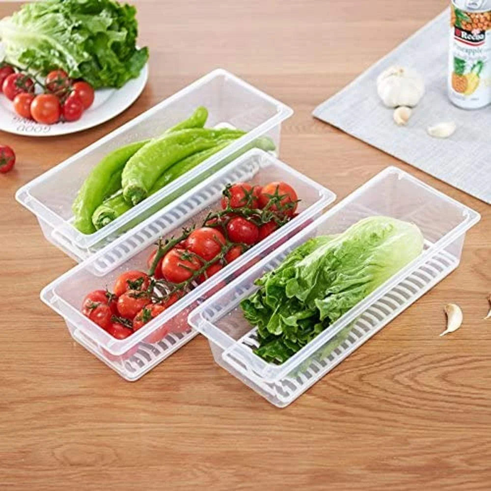 10028 Kitchen Fridge Organizer Case Removable Drain Plate Tray For Keep Fruits Vegetables (Set Of 6 Boxs)