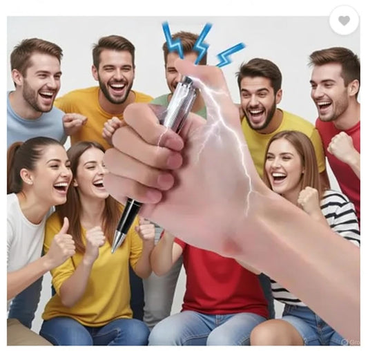 20841 Electric Shock Prank Pen | Harmless Funny Gag Toy Shock Ballpoint Pen | Realistic Silver Black Joke Pen for April Fools, Office Pranks, Parties & Gifts