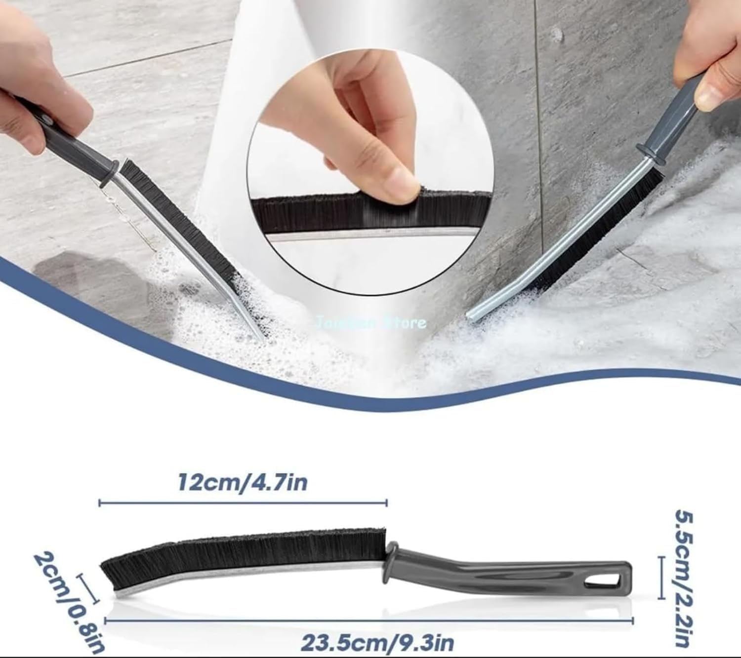 20551 Plastic Gap Cleaning Brush, Hard Bristle Crevice Cleaning Brush Tool for Household Use, Multifunctional Dead Corner Cleaning Brush for Tiles, Bathroom, Kitchen