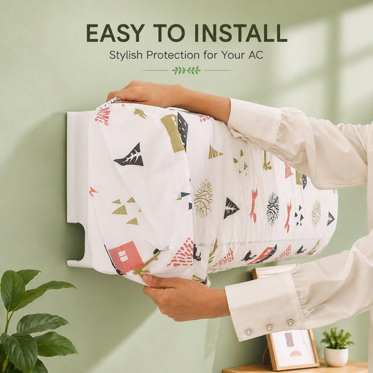 21139 Waterproof Air Conditioner Dust Cover for AC  - Dustproof, Stretchable, Multicolor {Size-110*33*31cm}
