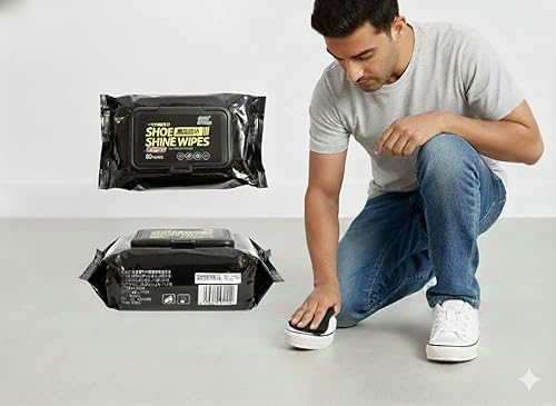 10039 Shoe Wipes Shine & Cleaning, 80 Wipes Portable Cleaning Wipes for Sneakers and Leather Shoes