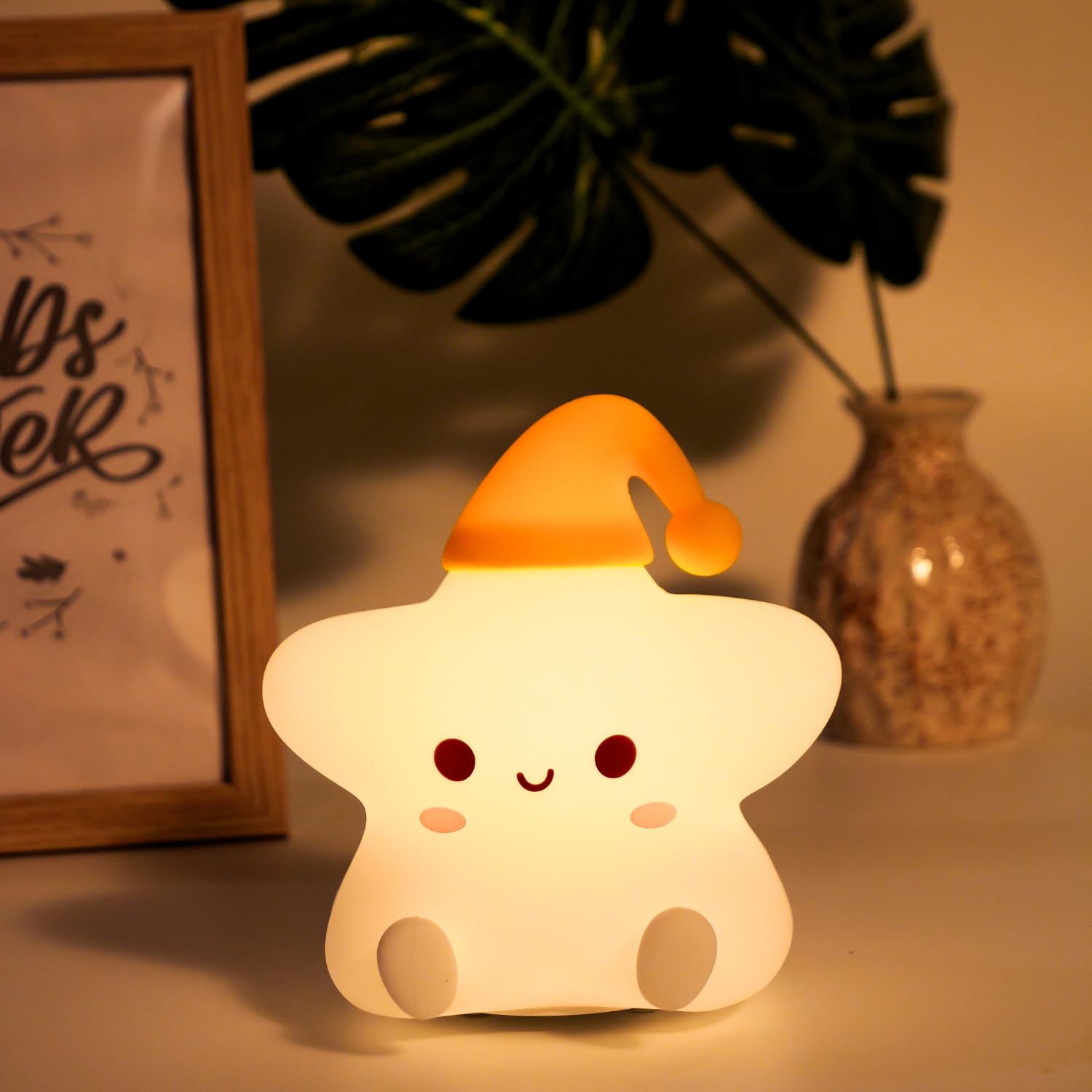 Zh-156 Star Light, Night Lamp for Kids, Night Light for Bedroom, Birthday Gift for Kids, Cute Table Lamp, Silicone Rechargeable Lamps with Charging Plug, Valentine Gift for Girlfriend