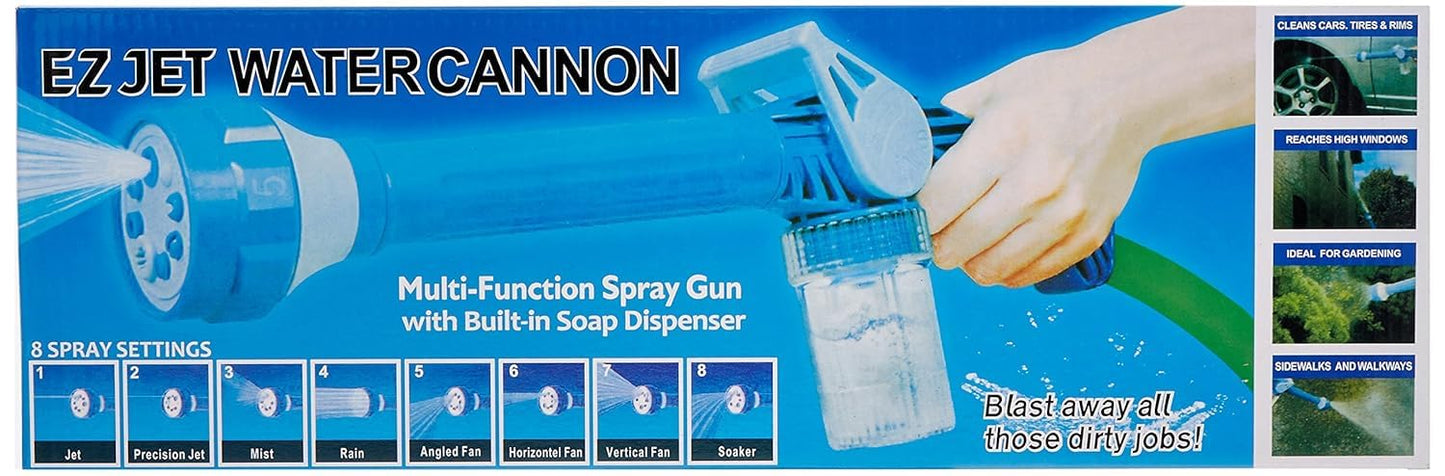 10406 8-in-1 Turbo Water Spray Gun (Blue) | Multi-Function Adjustable Water Hose Nozzle for Car, Garden & Home Use