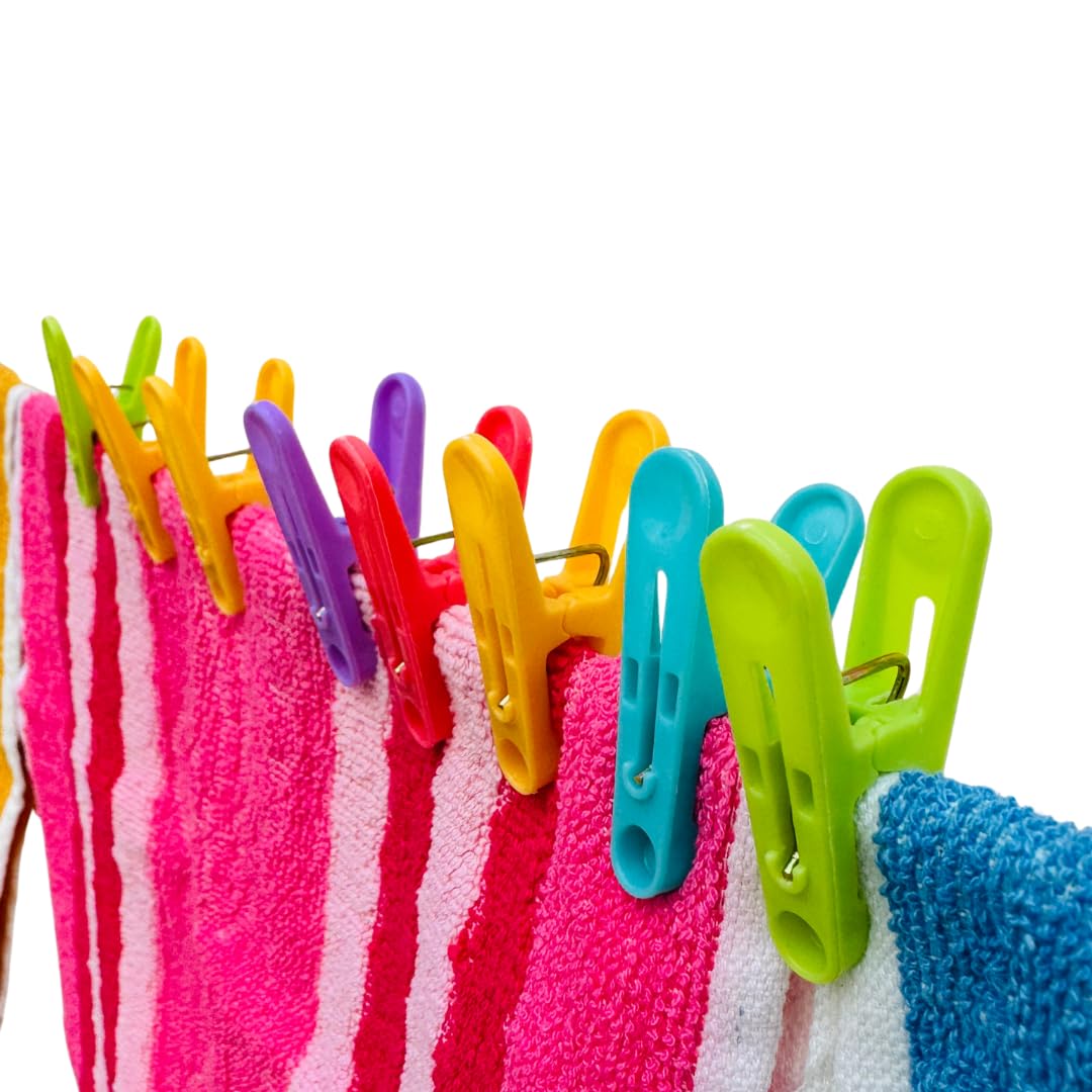 YW-908 (Pack of 50) Cloth Clips for Drying Clothes - Dress Clips - Multipurpose Clothes Pins - Clips for Clothes Drying, Hanging, and Organizing Rainbow Clip
