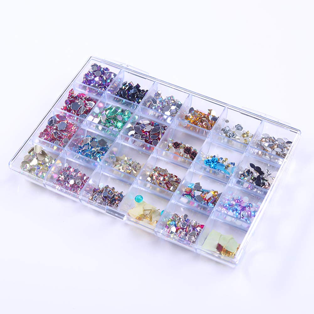 10267  24 Slots Empty Clear Nail Art Decoration Storage Box Nail Glitter Rhinestone Crystal Accessories Container Storage Box