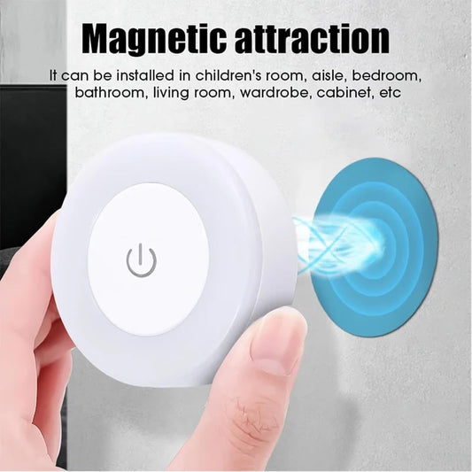 21190 Touch Control Wireless LED Night Light, USB Rechargeable Magnetic Stick-On Light with Adjustable Brightness for Closet, Wardrobe, Bedroom, Hallway & Stairs