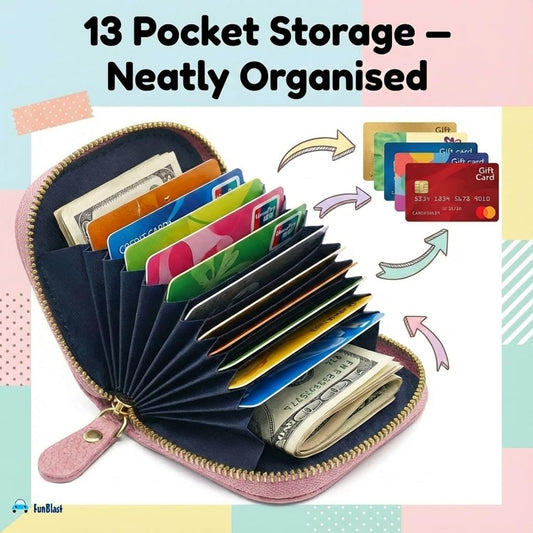 0621 Cute Duck Card Holder – 13 Compartment Mini PU Leather Wallet for Kids & Women, Compact Zipper Pouch for Cards & Cash, Small Travel-Friendly Purse {Random Color}