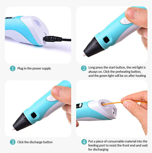 1829 3D Pen Professional |3D Printing Drawing Pen With Different Color Abs / Pla Filament For Creative Modelling | Project And Education Purpose |Random Color