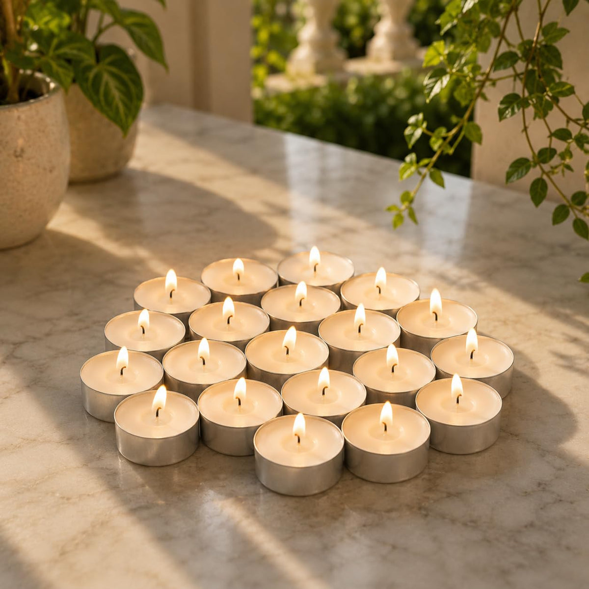 21353 Pure Source India Smokeless Unscented White Tea Light Candles (Set of 50)
