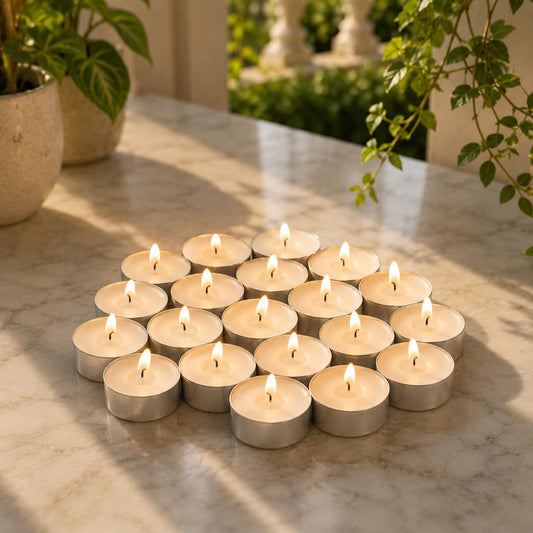 21353 Pure Source India Smokeless Unscented White Tea Light Candles (Set of 50)