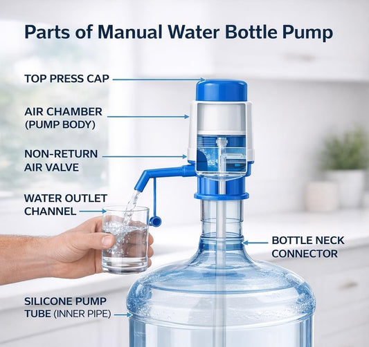 20715  Drinking Water Pump Dispenser for 20 to 25 Litre Bottles | Hand Press Plastic Water Can Pump for Home Office Camping | Easy Fit Vacuum Action Water Dispenser