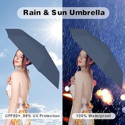 20760 Travel Mini Folding Compact Umbrella with Case, Manual Open 6 Ribs Lightweight Portable, Small Sun & Rain Pocket Umbrella for Girls and Women {Random Color}
