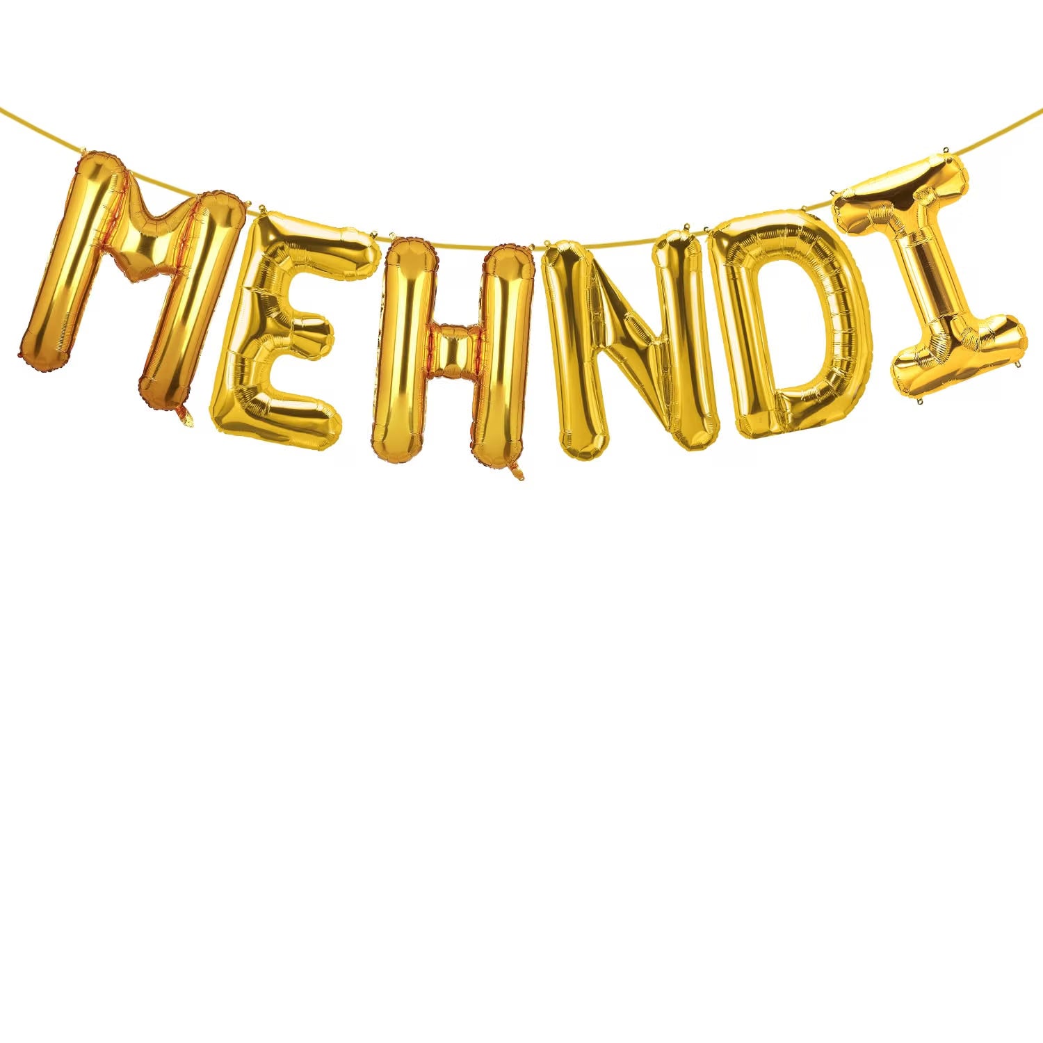21260 CheersCo Golden MEHNDI Foil Letter Balloon Decoration for Mehndi Ceremony, Wedding Events, Haldi, Engagement Parties, Sangeet, and Pre-Wedding Functions for Boys and Gilrs_