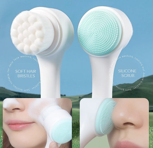 20552 Manual Facial Cleansing brush, 2-in-1 Skin Care face brush, silicone facial scrubber Manual Dual Face Wash Brush for Deep Pore Exfoliation Massaging
