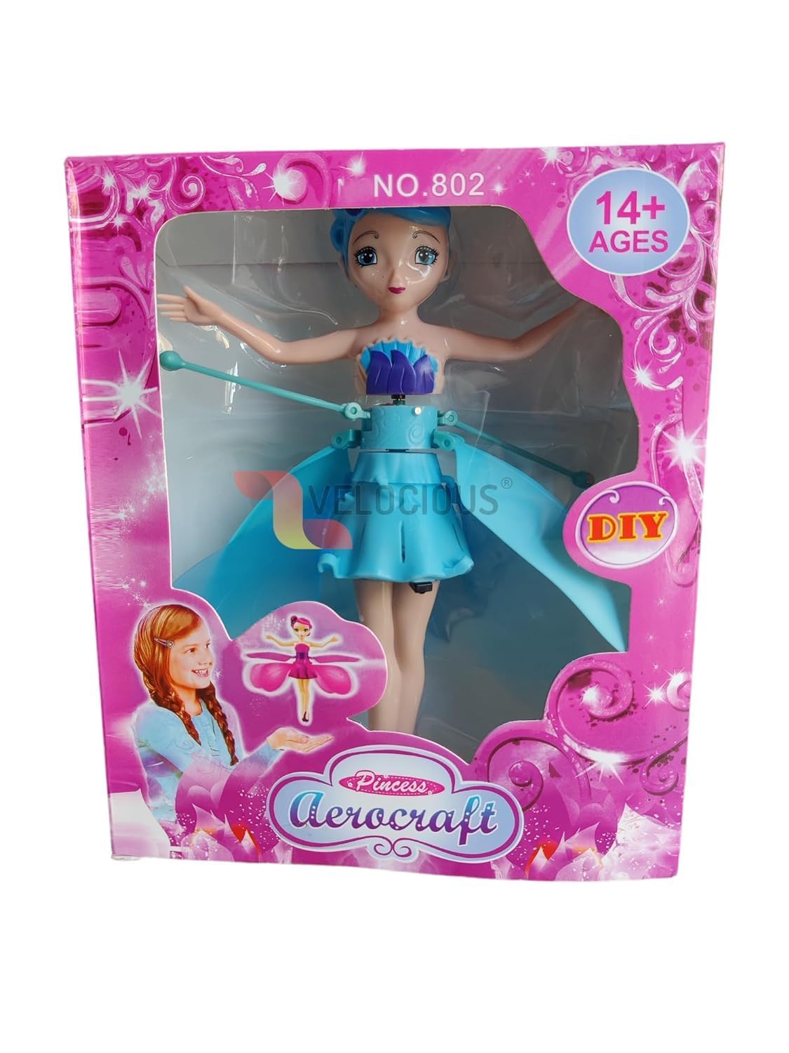 20871 Magical Flying Fairy Toy Doll Hand Sensor Control USB Powered Magic Flying Fairy Sky Dancers Rainbow Glitter Princess for Girls Boys (Random Color)
