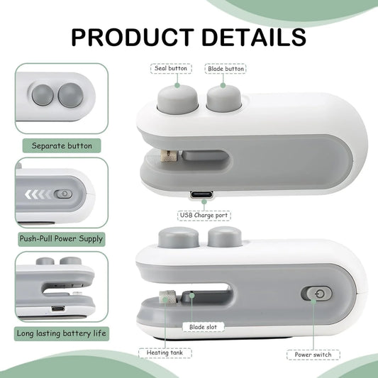 JX-105 Portable Mini Sealing Machine 2 in 1 USB Rechargeable Magnetic