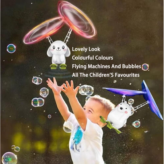 JJ062 Hand Sensing Flying Bear Toy with Bubble Machine for Kids, Bubble Maker Machine Toy for Kids with Bubble Solution Indoor and Outdoor
