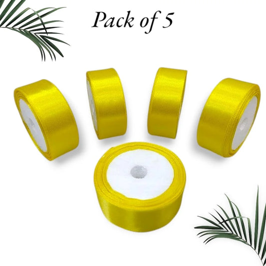 20036 Satin Dark Yellow Ribbon 1 Inch 10mtr Each Dark Yellow Satin Ribbon (Pack of 5)