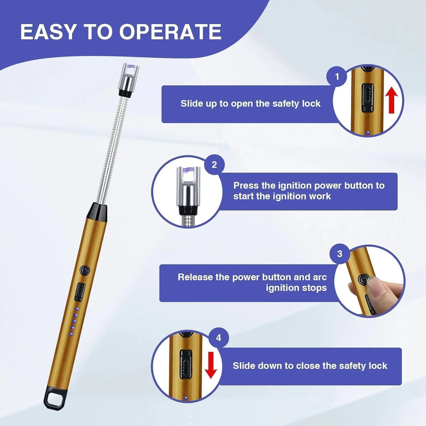 9003 USB-C Rechargeable Electric Lighter Portable Waterproof Flameless for Candles, Kitchen & Outdoor Use