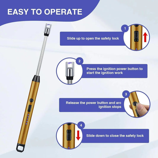 9003 USB-C Rechargeable Electric Lighter Portable Waterproof Flameless for Candles, Kitchen & Outdoor Use